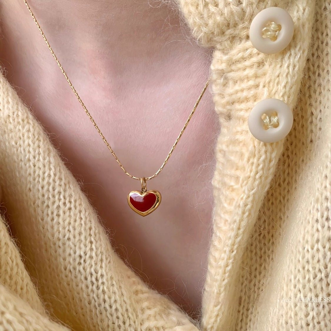 Red Love Titanium Steel Necklace For Women Peach Heart Pendant Women