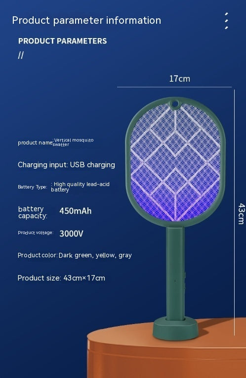 Electric Mosquito Swatter Rechargeable Household Mosquito Killer Lamp