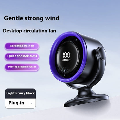 Desktop Clip Fan Digital Display Screen Wall-mounted Usb Rechargeable