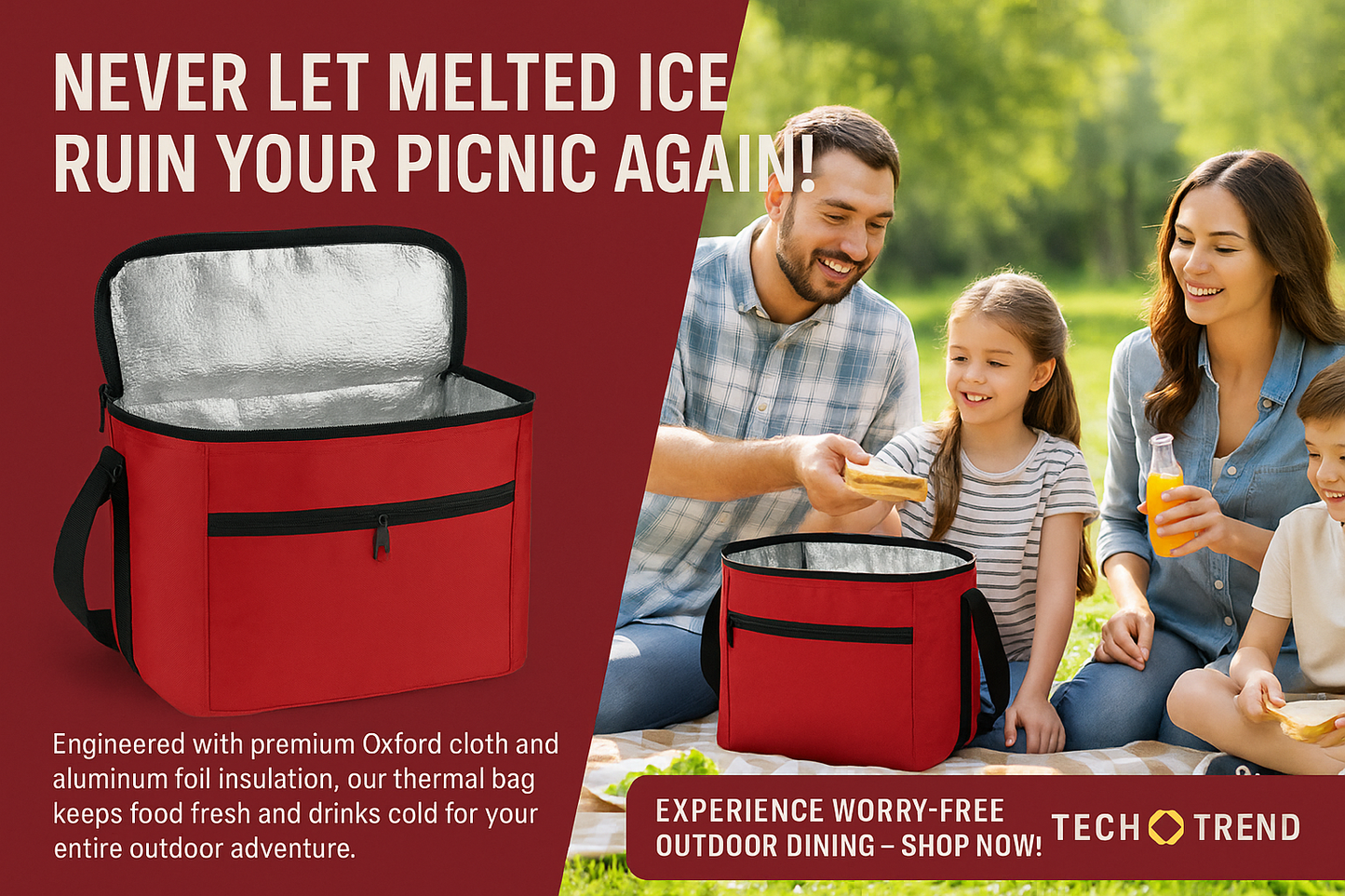 Picnic Portable Ice Pack Food Thermal Bag Food Delivery Oxford Cloth Insulated Cooler Bag For Outdoor Travel Picnic